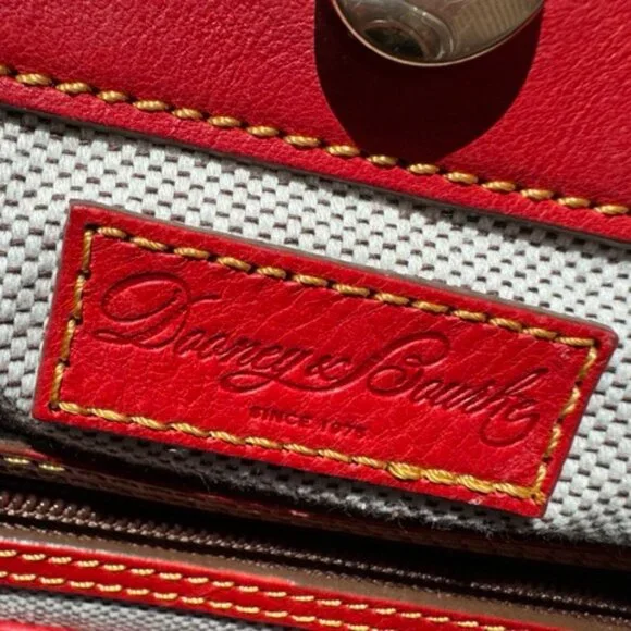 Auth Dooney & Burke Red Florentine Leather Large Barlow Zip Tote Satchel - Picture 8 of 16